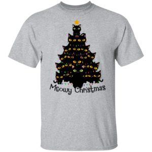 Black Cats Meowy Christmas Tree Shirt, Sweatshirt