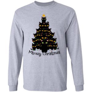 Black Cats Meowy Christmas Tree Shirt, Sweatshirt