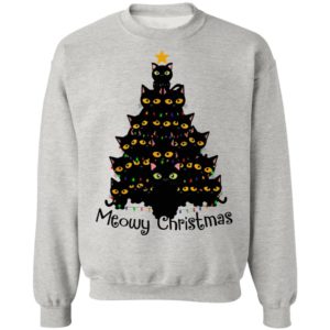 Black Cats Meowy Christmas Tree Shirt, Sweatshirt