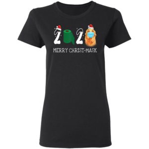 Merry Christ-Mask Santa Golden Retriever Wearing Mask Shirt