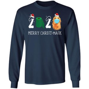 Merry Christ-Mask Santa Golden Retriever Wearing Mask Shirt