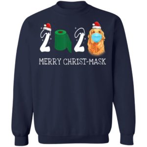 Merry Christ-Mask Santa Golden Retriever Wearing Mask Shirt