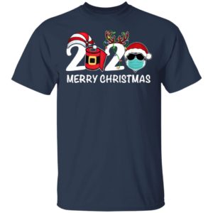 Merry Christmas 2020 Quarantine Christmas Santa Face Mask Shirt
