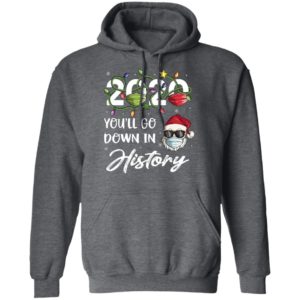 2020 Youll Go Down In History Santa Christmas Shirt, Long Sleeve
