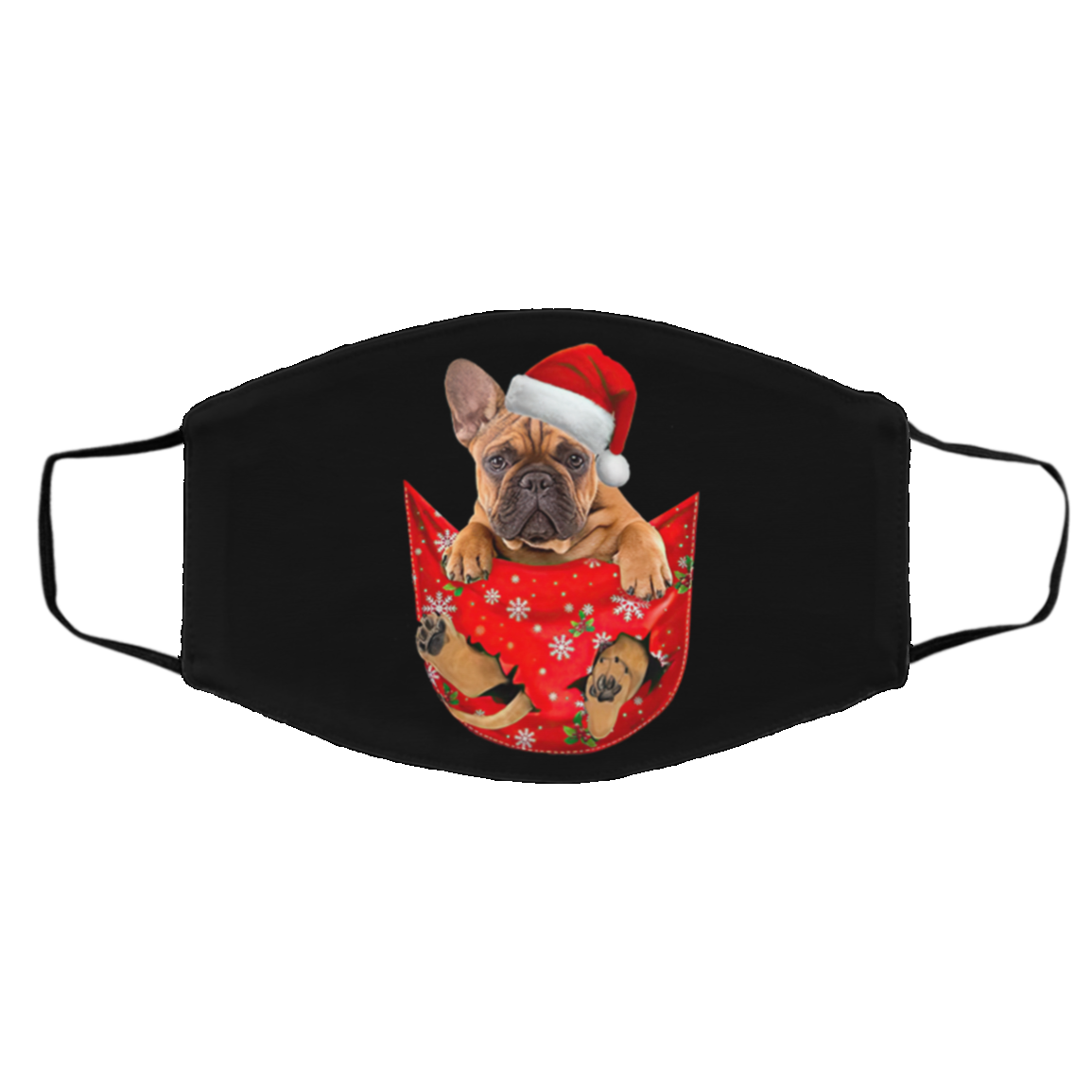 Santa French Bulldog Merry Christmas face mask