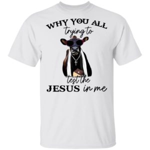 Why You All Trying To Test The Jesus In Me Pastor Cow T-Shirt, LS, Hoodie