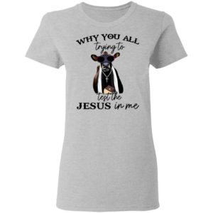 Why You All Trying To Test The Jesus In Me Pastor Cow T-Shirt, LS, Hoodie