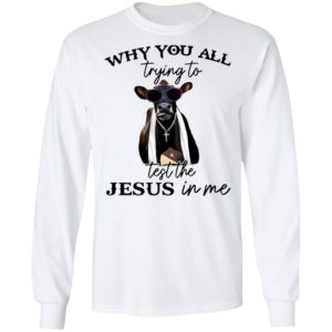 Why You All Trying To Test The Jesus In Me Pastor Cow T-Shirt, LS, Hoodie