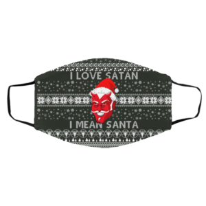 I Love Satan I Mean Santa Evil Devil Ugly Christmas Face Mask