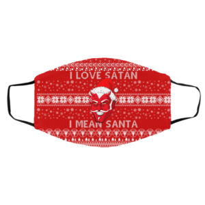 I Love Satan I Mean Santa Evil Devil Ugly Christmas Face Mask