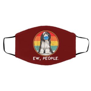 Vintage Ew People Bearded Collie Dog Wearing Face Mask