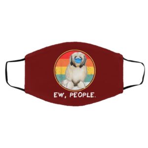 Vintage Ew People Lowchen Dog Wearing Face Mask