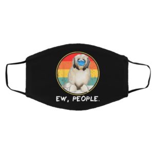 Vintage Ew People Lowchen Dog Wearing Face Mask