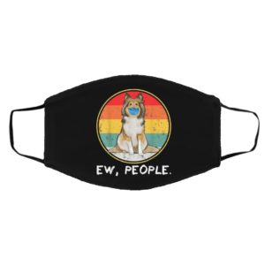 Vintage Ew People Shetland Sheepdog Dog Wearing Face Mask