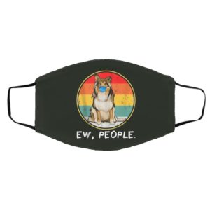 Vintage Ew People Collie Dog Wearing Face Mask