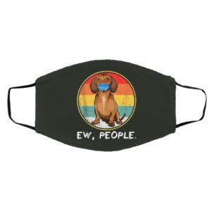 Vintage Ew People Brown Dachshund Dog Wearing Face Mask