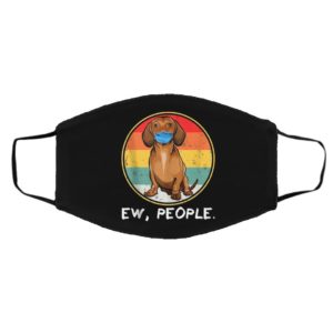 Vintage Ew People Brown Dachshund Dog Wearing Face Mask