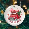 Jesus Take The Wheel Breast Cancer Awareness Keepsake Decorative Ornament – Funny Holiday Gift