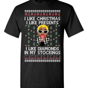 Cardi B I Like Christmas I Like Presents I Like Diamonds in my Stocking Ugly Christmas Sweater