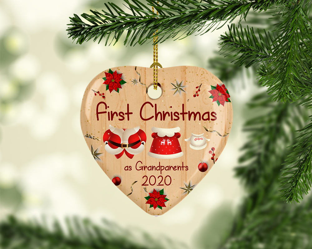 First Christmas As Grandparents 2020 Heart Christmas Ornament Tree