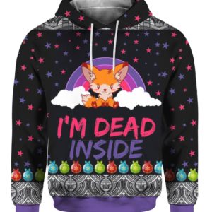 Fox I'm Dead Inside 3D Ugly Christmas Sweater Hoodie
