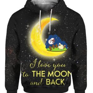 Cute Sheep I Love You To The Moon And Back 3D Ugly Sweater Hoodie