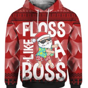 Santa Floss Like A Boss 3D Ugly Sweater Hoodie