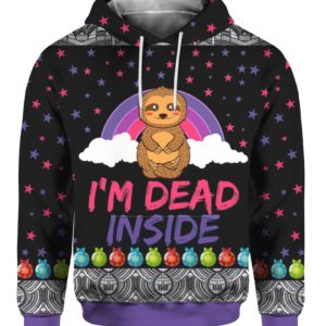 Sloth I'm Dead Inside 3D Ugly Christmas Sweater Hoodie