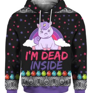 Unicorn I’m Dead Inside 3D Ugly Christmas Sweater Hoodie