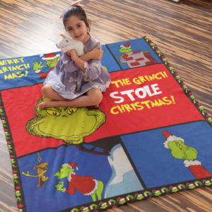 Merry Grinchmas How the Grinch Stole Christmas Fleece Blanket, Sherpa Blanket