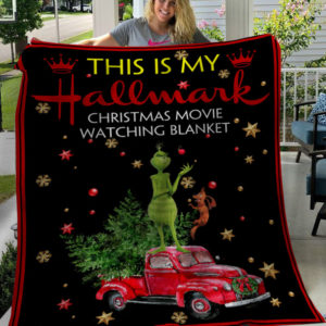 This Is My Hallmark Christmas Movies Watching Blanket Grinch and Dog Fleece Blanket, Sherpa Blanket