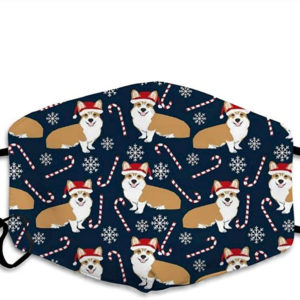 Merry Christmas With Lovely Corgi Santa Face Mask