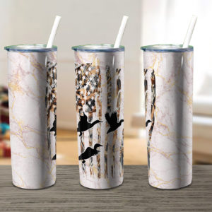 Duck Huntingdeer Flag American Skinny Tumbler