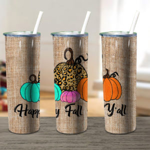 Fall Yall Pumpkin Leopard Fall Skinny Tumbler