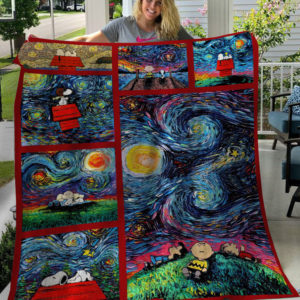 Snoopy The Starry Night Van Gogh Fleece Blanket, Sherpa Blanket