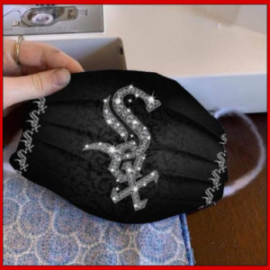 Chicago White Sox glitter diamond cloth face mask reusable