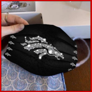 Denver Broncos glitter diamond cloth face mask reusable