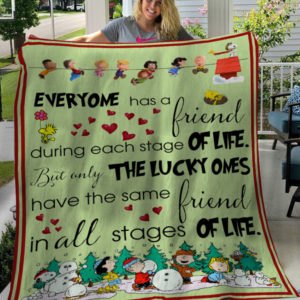 Charlie Brown Snoppy Friend Quotes Fleece Blanket, Sherpa Blanket