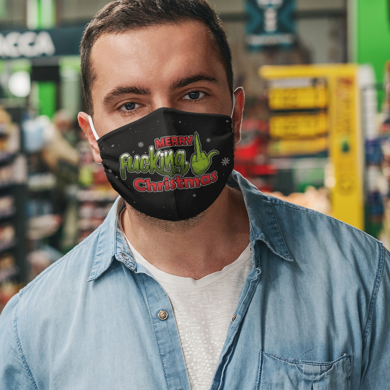 Merry Fucking Christmas Grnch Face Mask Merry Fucking Christmas Grnch Face Mask