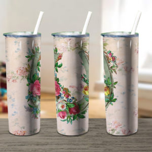 Cowgirl Horseshoe Horse Floral Skinny Tumbler