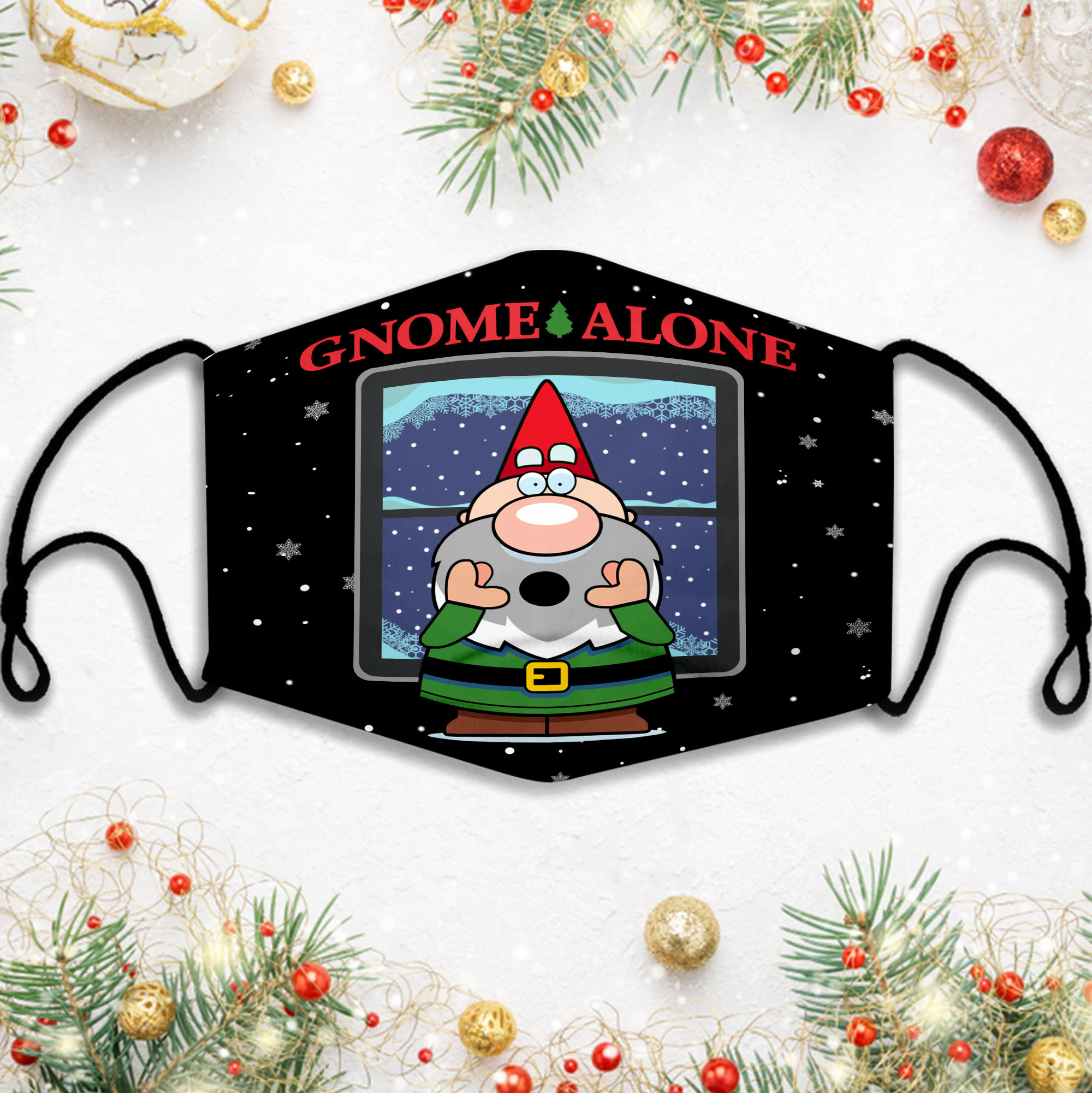 Xmas Gnome Alone Mask Cute Gnome Face Mask