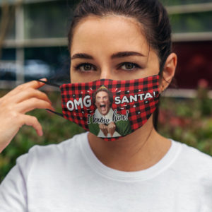 OMG Santa I Know Him Buffalo Plaid Face Mask