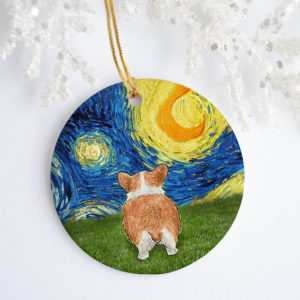 Starry Night Corgi Butt Christmas Ornament