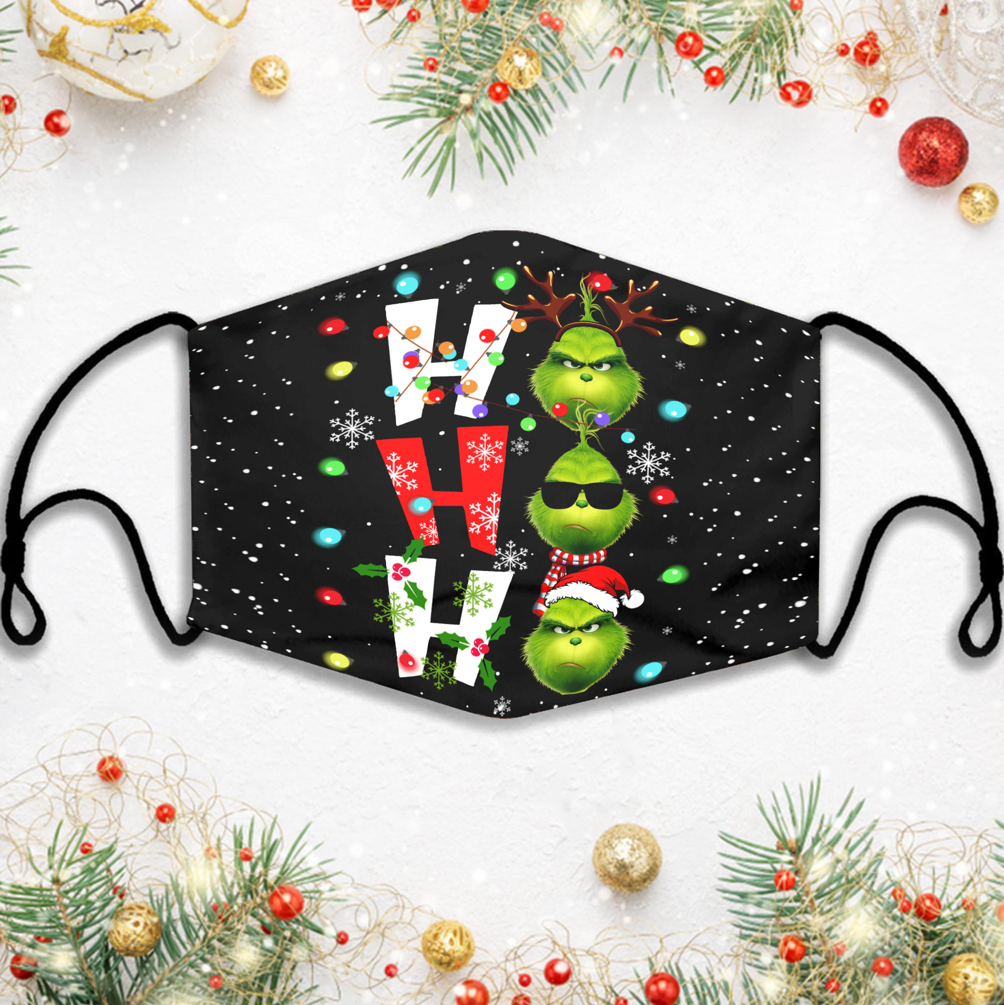 Hohoho Grinch Christmas Face Mask