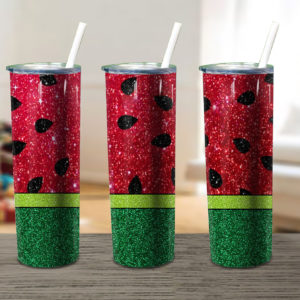 Watermelon Glitter Tumbler Christmas Skinny Tumbler
