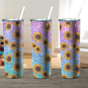 Glitter Sunflower Christmas Skinny Tumbler