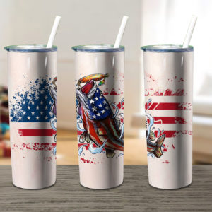 Fish American Flag Fishing Skinny Tumbler