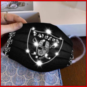 Oakland Raiders glitter diamond cloth face mask reusable