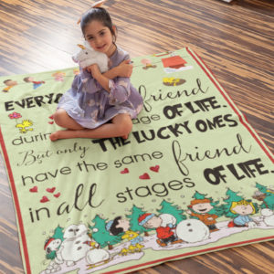 Charlie Brown Snoppy Friend Quotes Fleece Blanket, Sherpa Blanket
