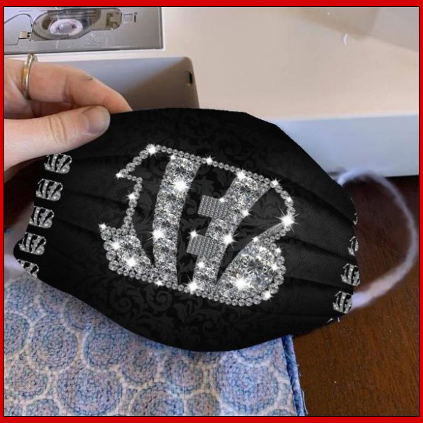 Cincinnati Bengals glitter diamond cloth face mask reusable